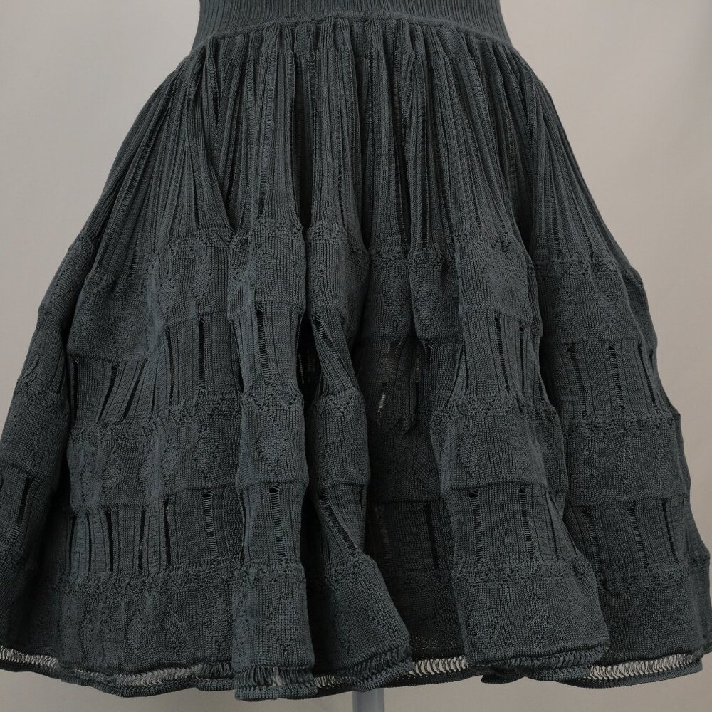 Alaia Crinoline Knit A-Line Square-Neck Mini Dress, Blue Grey, Size FR 36, Small - Picture 9 of 14